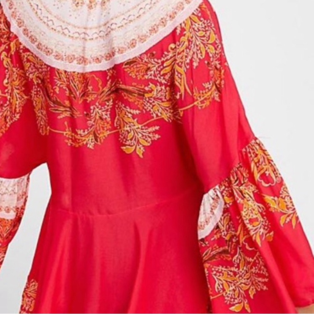 Free People Red and White Floral Tunic - Picture 2 of 13